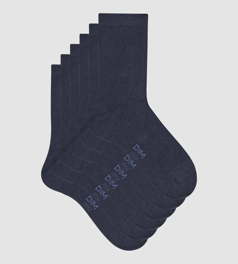 Lot de 3 paires de chaussettes femme Bleu Marine en coton Dim