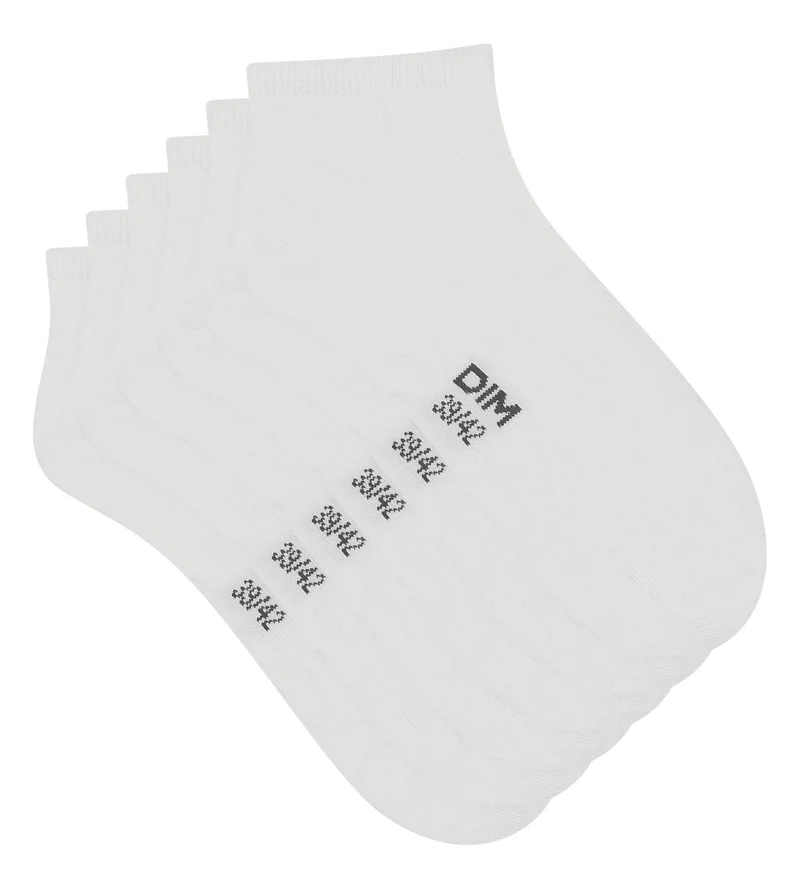 Lot de 3 paires de chaussettes courtes femme Blanc Dim Coton
