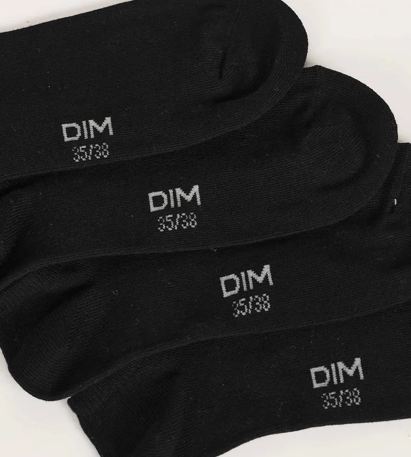 Lot de 3 paires de chaussettes courtes femme Noir Dim Coton