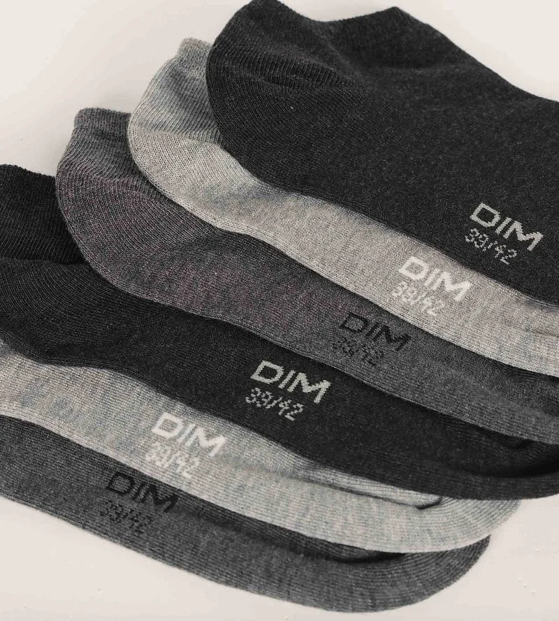 Lot de 3 paires de chaussettes courtes Anthracite Dim Coton