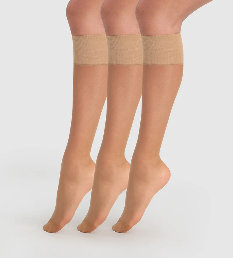 Lot de 3 mi-bas transparents canelle Beauty Resist 20D