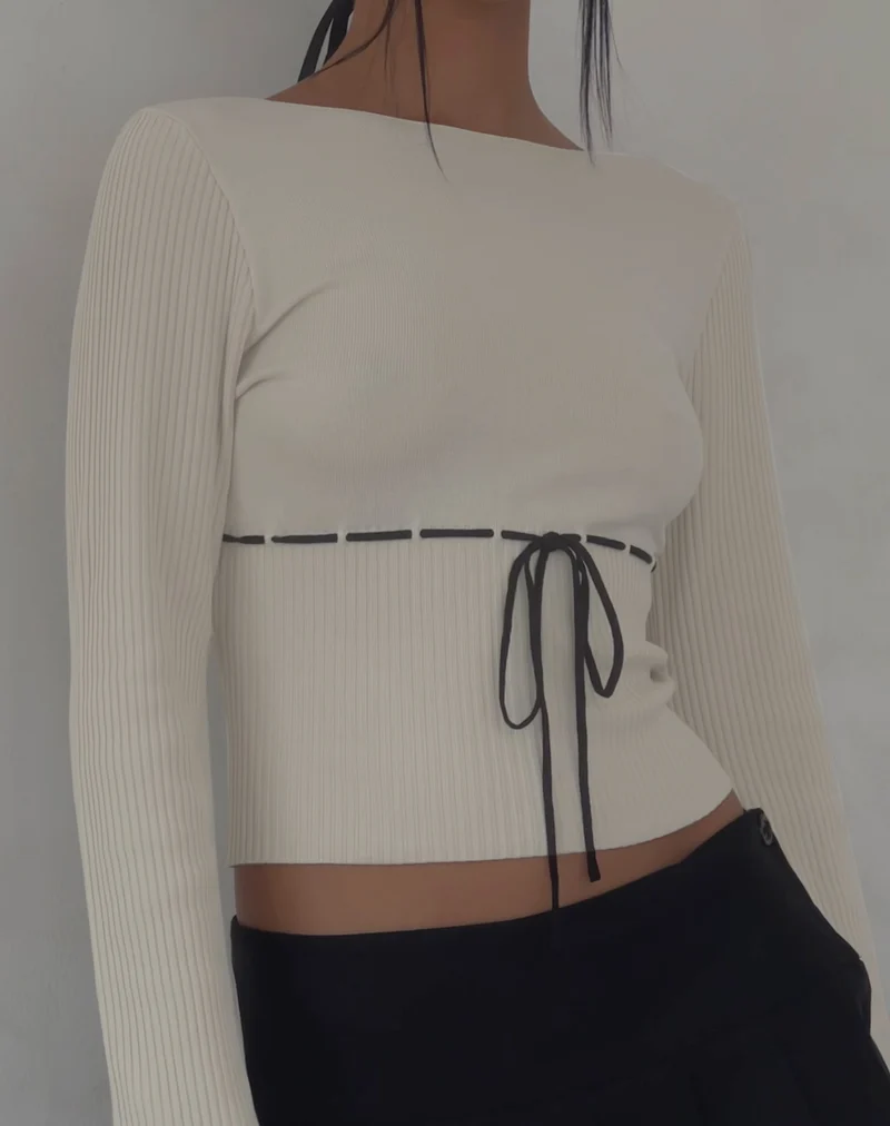 Awdella - Top à manches longues en tricot - Beige