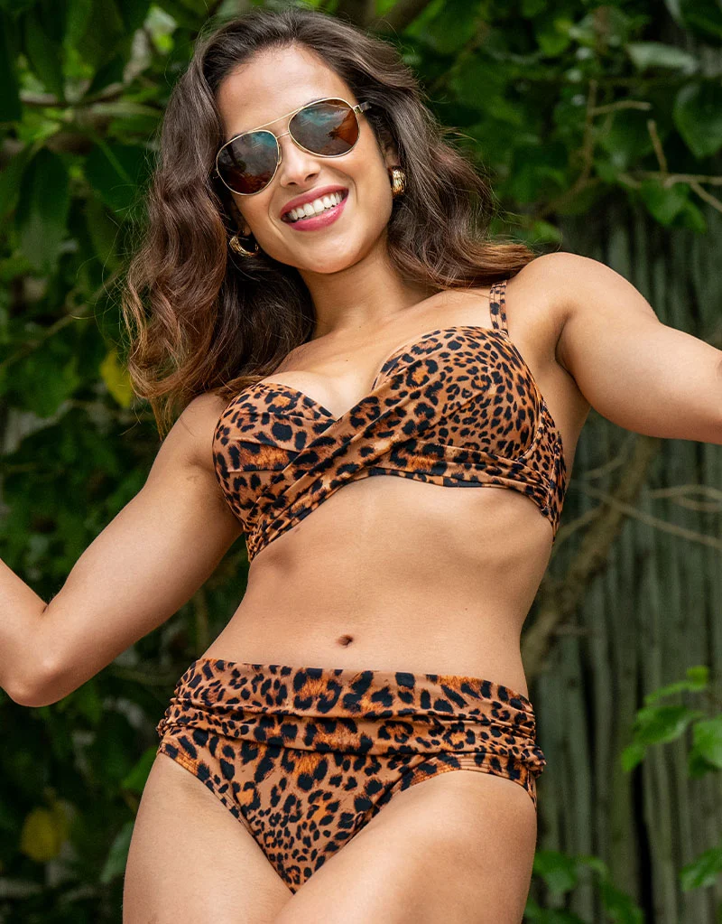 Pour Moi Free Spirit Fold Over Bikini Brief Leopard Print