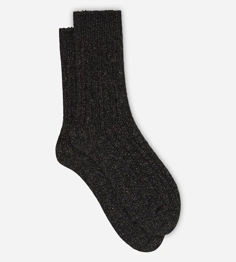 Chaussettes femme côtelées noir La Mode