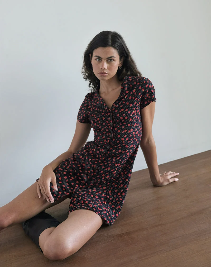 Holmana Mini robe en Strawberry Polka Black