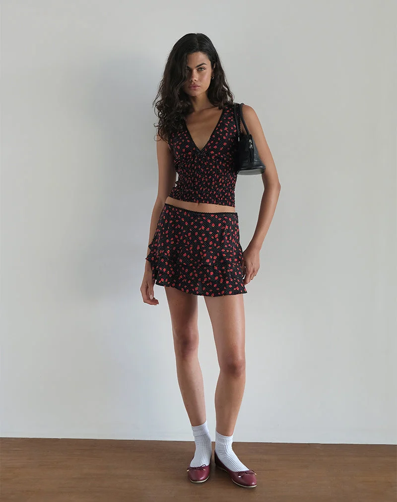 Minijupe Camigi, Strawberry Polka Black