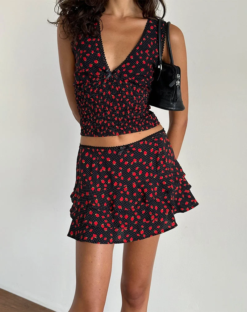Minijupe Camigi, Strawberry Polka Black