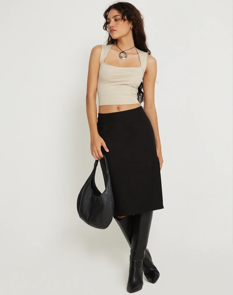 Jinsu Crop Top en Lycra Coconut Milk