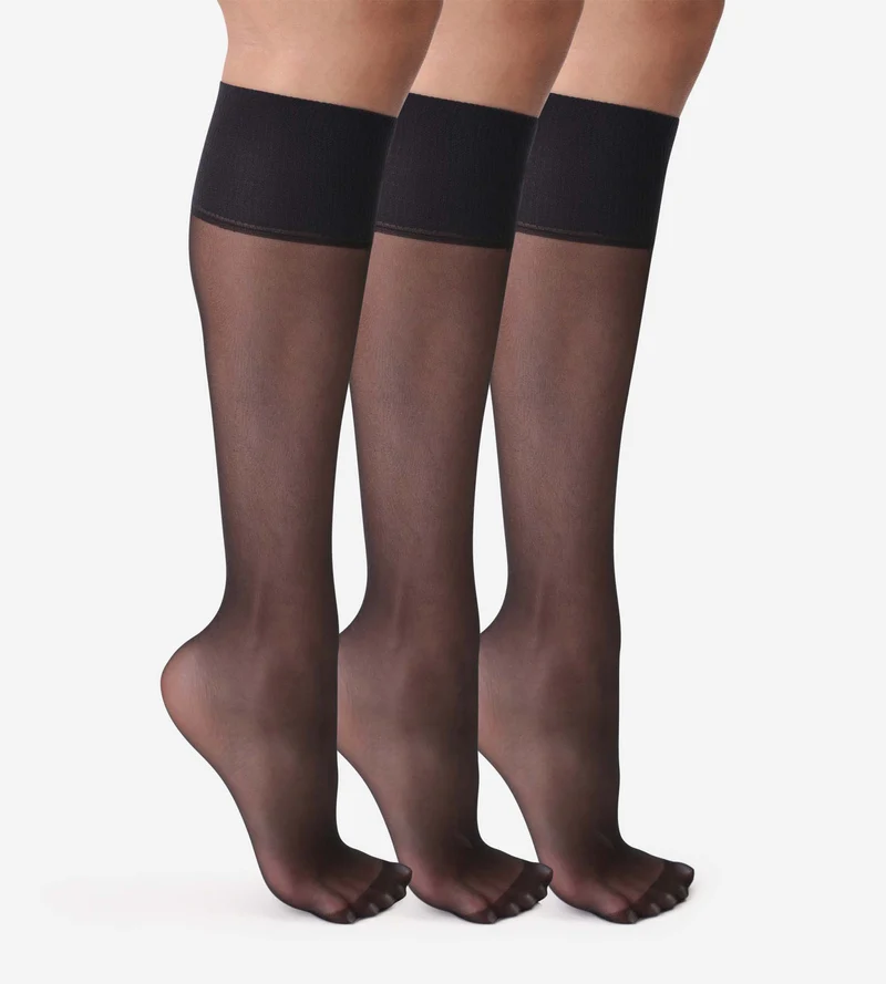 Lot de 3 mi-bas transparents noirs Beauty Resist 20D