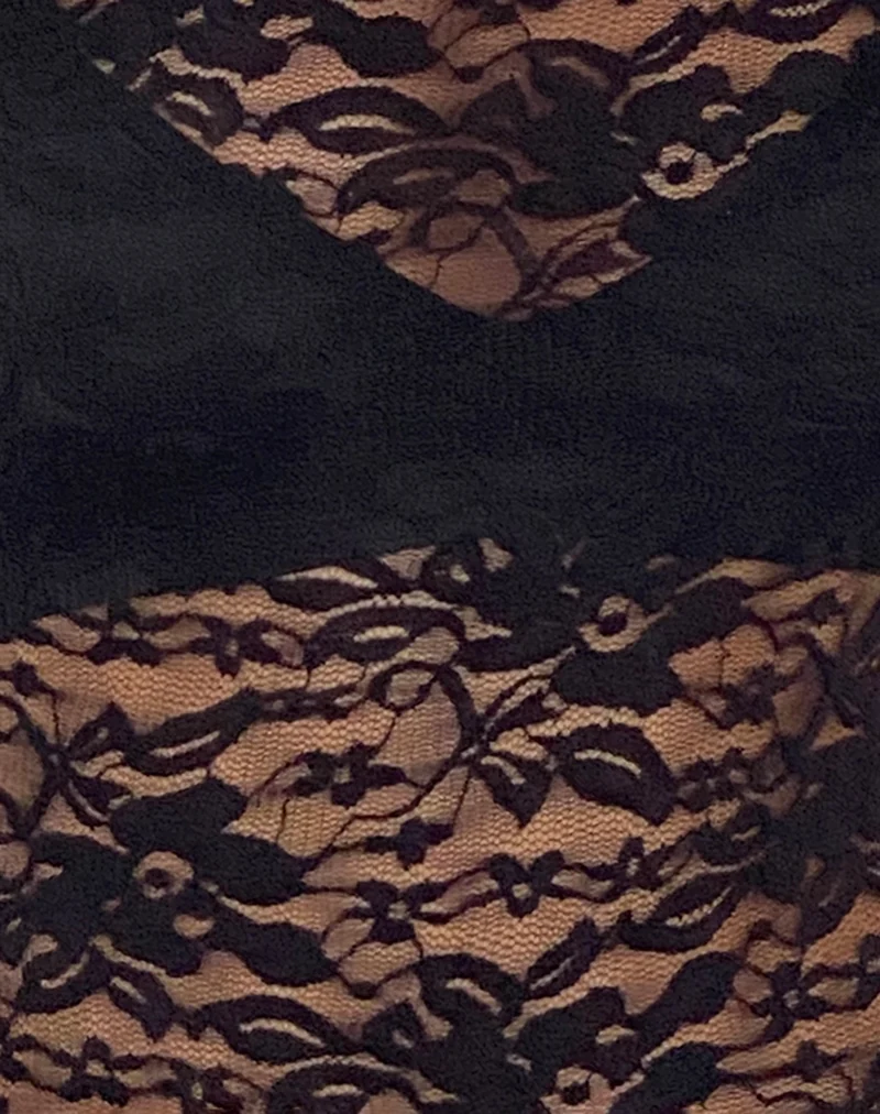 Top Xiwang en dentelle noir