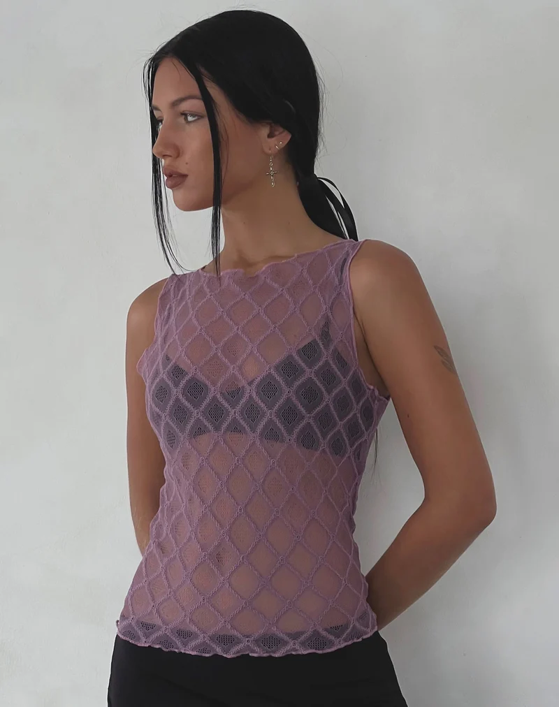 Maloe - Débardeur à motifs en dentelle - Mauve