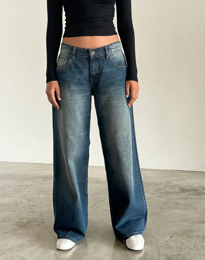 Jean à taille basse extra-large Roomy en Dark Vintage