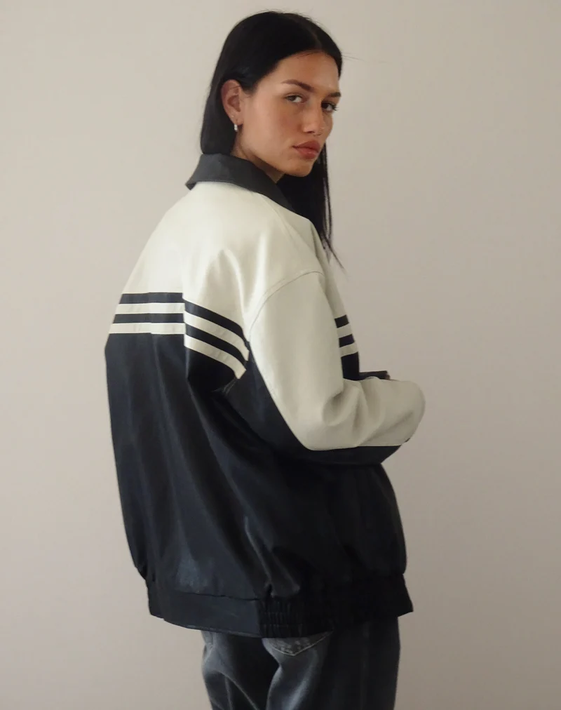 Veste Calista en PU noir et ivoire