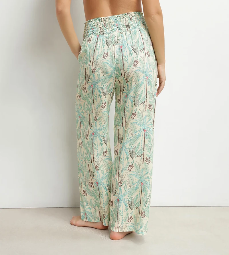 Pantalon de plage femme large motif palmiers Dim
