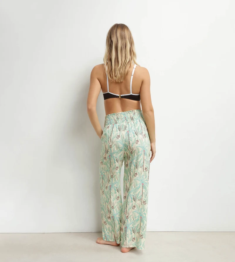 Pantalon de plage femme large motif palmiers Dim