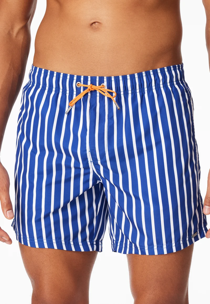 Badeshorts Blau/Weiss gestreift - Aqua