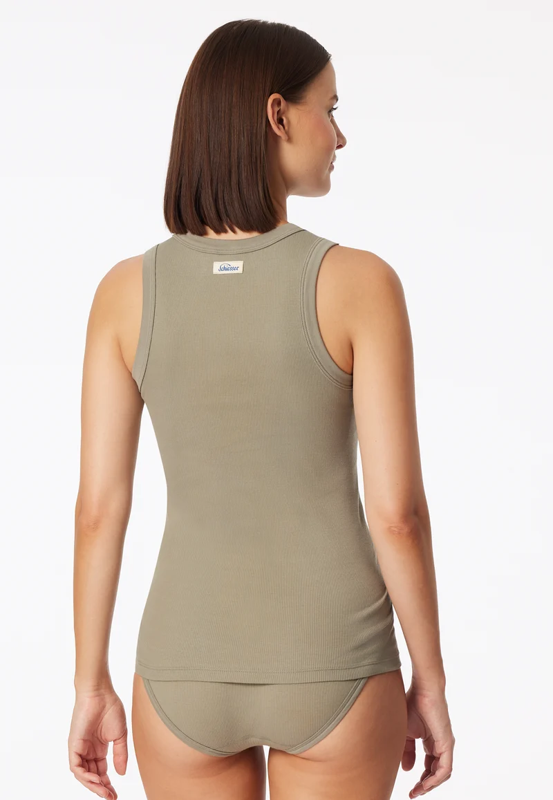 Tank Top Feinripp Oliv - Revival Paula
