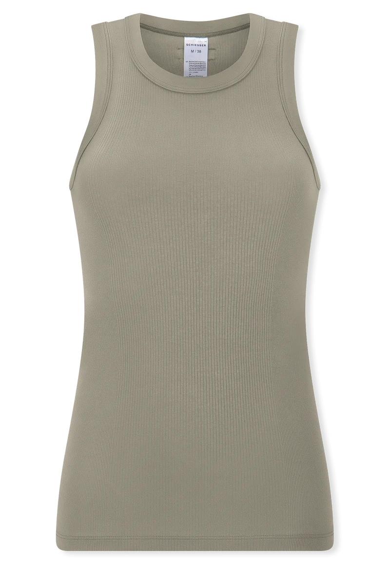 Tank Top Feinripp Oliv - Revival Paula