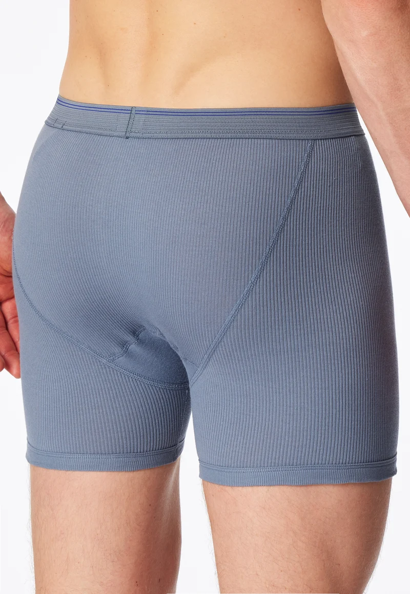 Enge Boxershorts Doppelripp mit Knopfleiste Blau - Revival Friedrich
