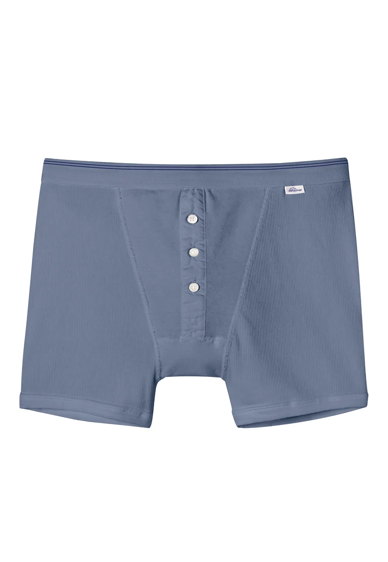 Enge Boxershorts Doppelripp mit Knopfleiste Blau - Revival Friedrich