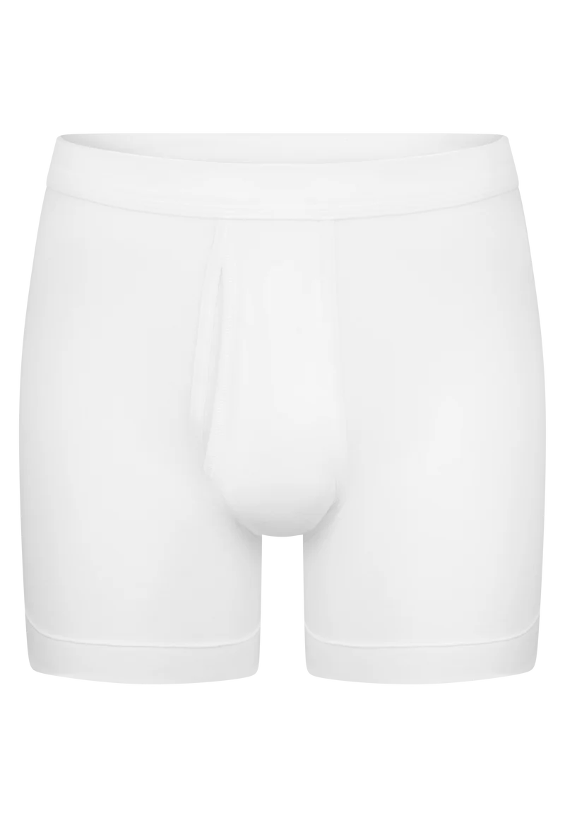 Enge Boxershorts lang Feinripp mit Eingriff Weiss - Essentials