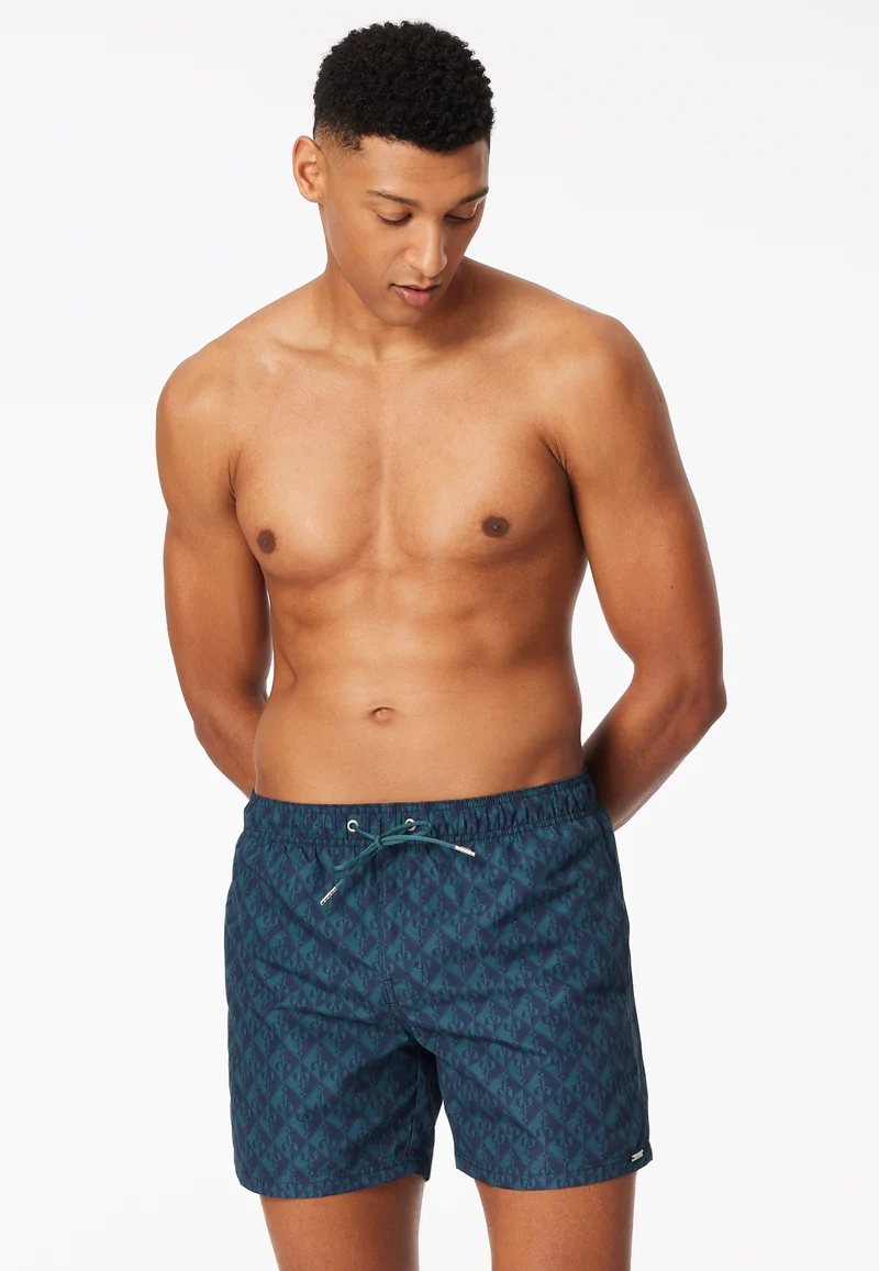 Badeshorts Blau gemustert - Aqua