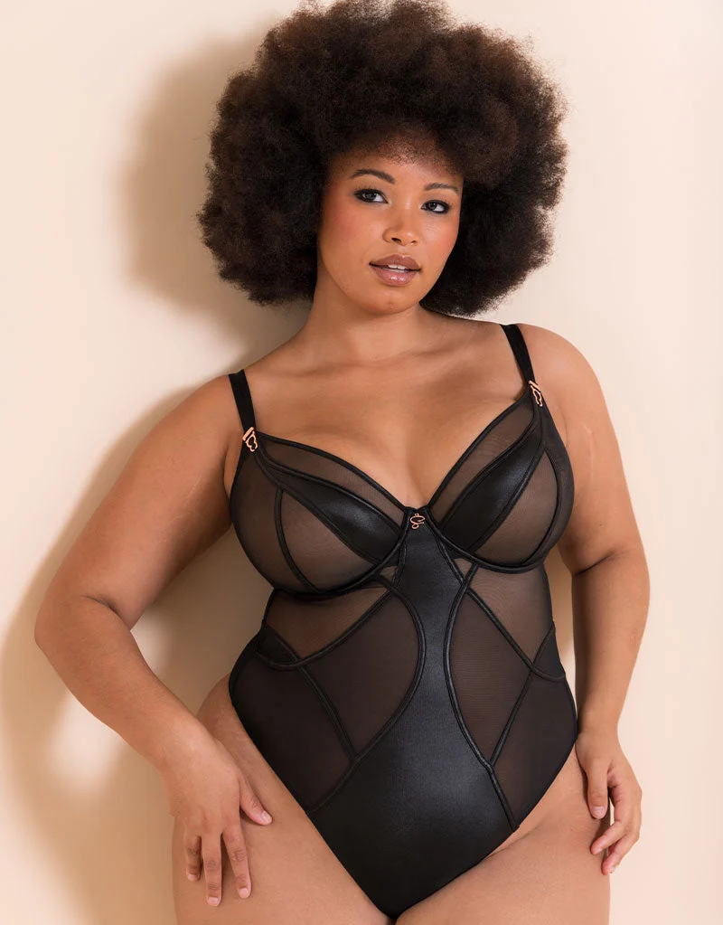 Scantilly Suspense Plunge Bodysuit Black