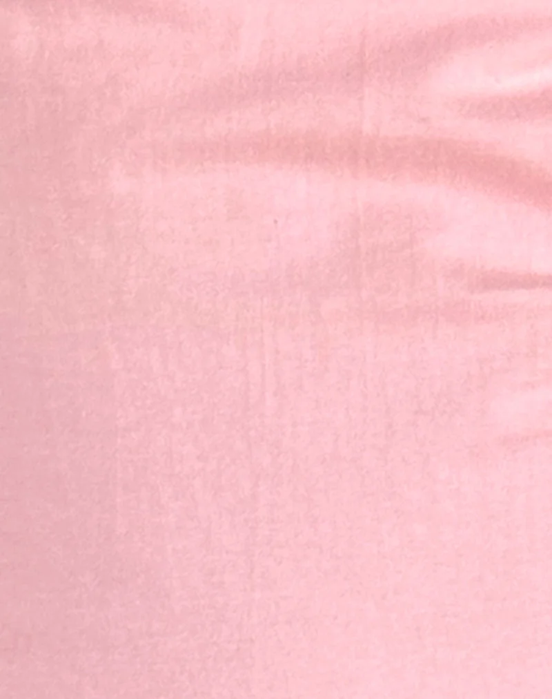 Top Bitha en rose ballet avec reliure rouge adrénaline