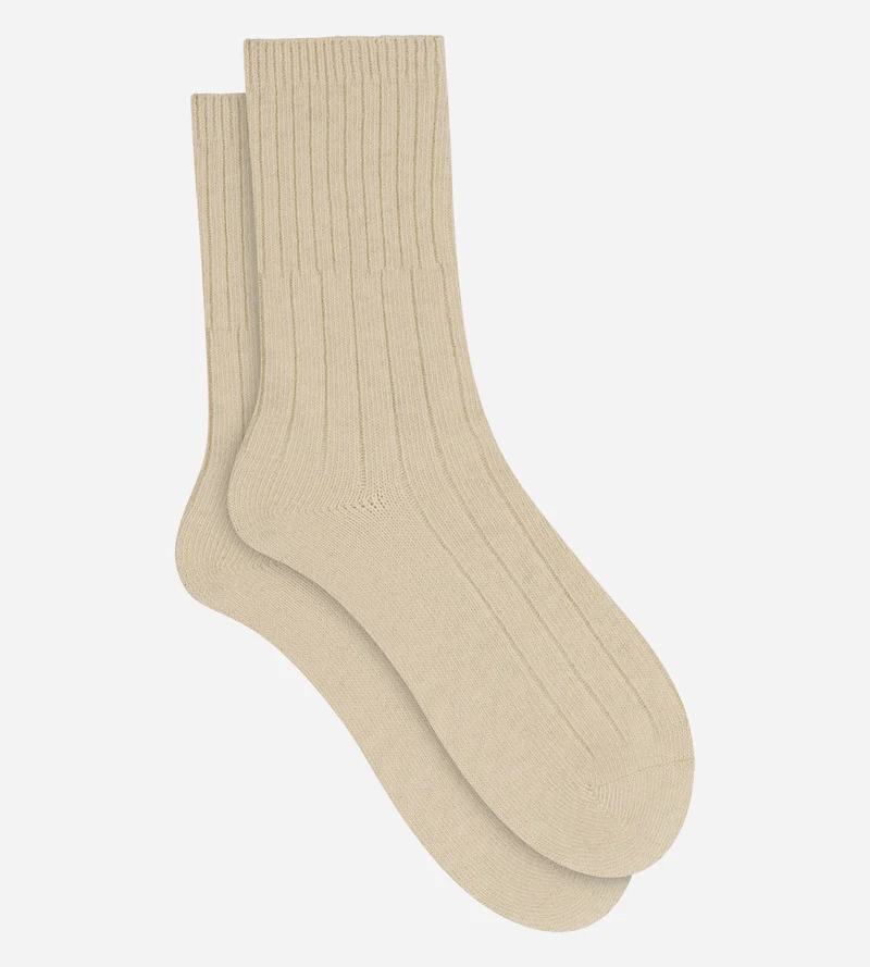 Chaussettes femme beige ivoire