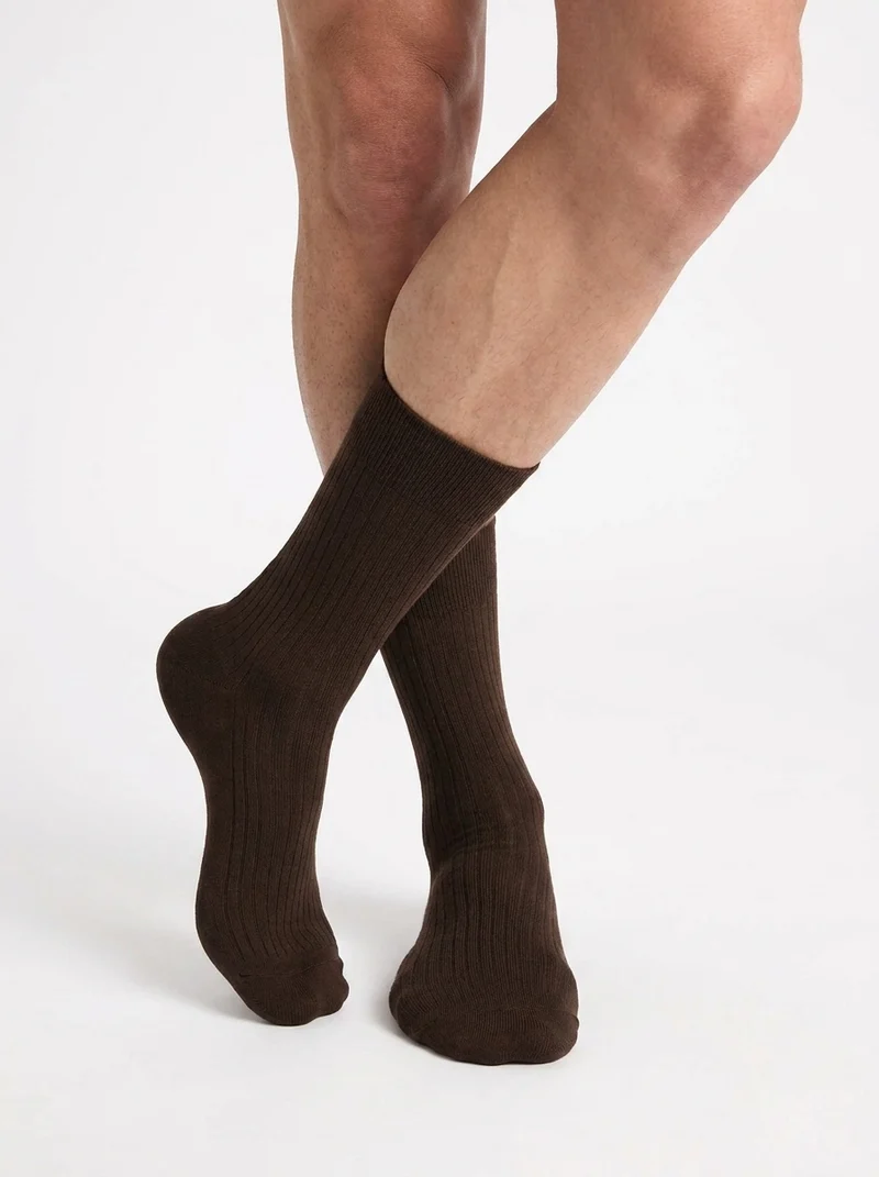 Lot de 3 chaussettes homme Chocolat, cassis, taupe Coton