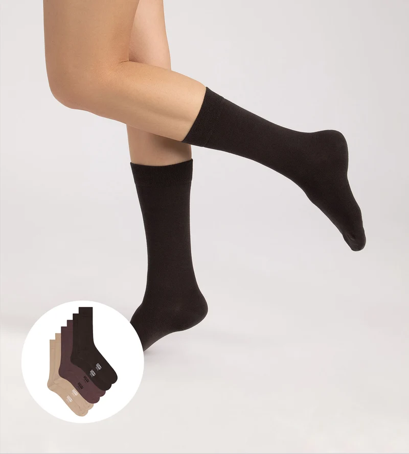 Lot de 3 chaussettes homme Chocolat, cassis, taupe Coton