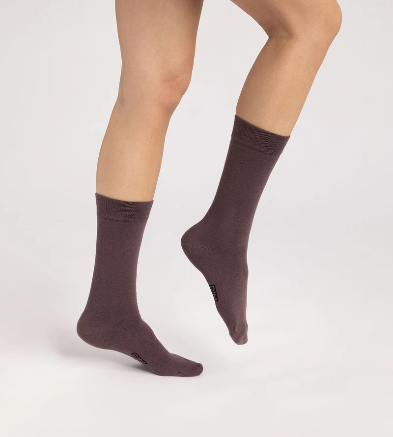Lot de 3 chaussettes homme Chocolat, cassis, taupe Coton