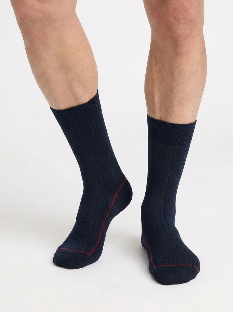Chaussettes homme coton bleu marine La Mode Côtelée