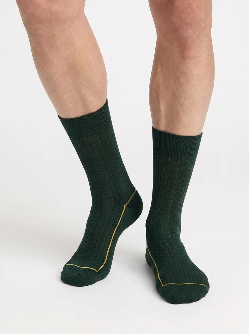 Chaussettes homme coton vert olive La Mode Côtelée