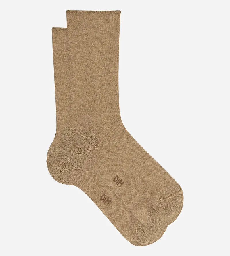 Chaussettes femme beige taupe Laine Douce