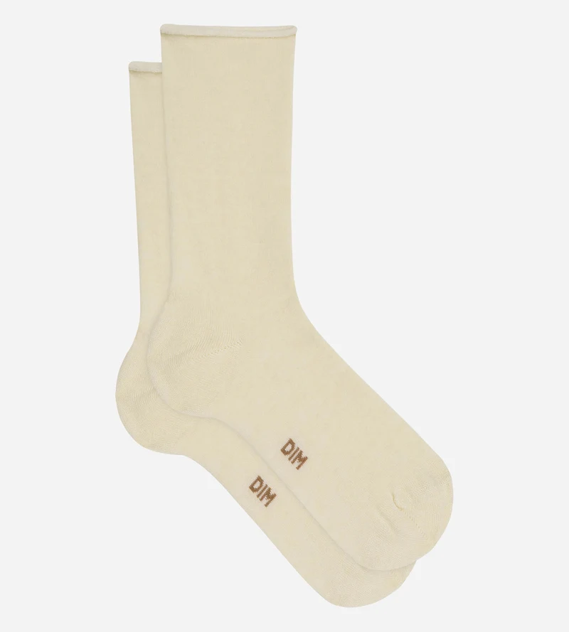 Chaussettes femme ivoire Laine Douce