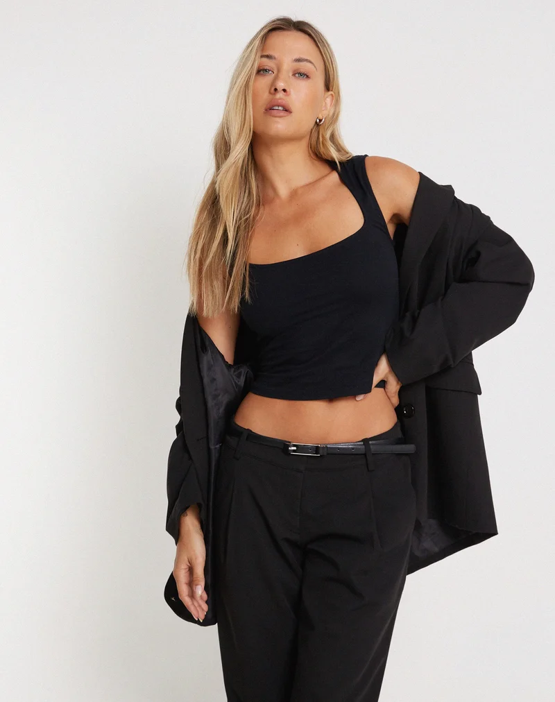 Jinsu Crop Top en lycra noir