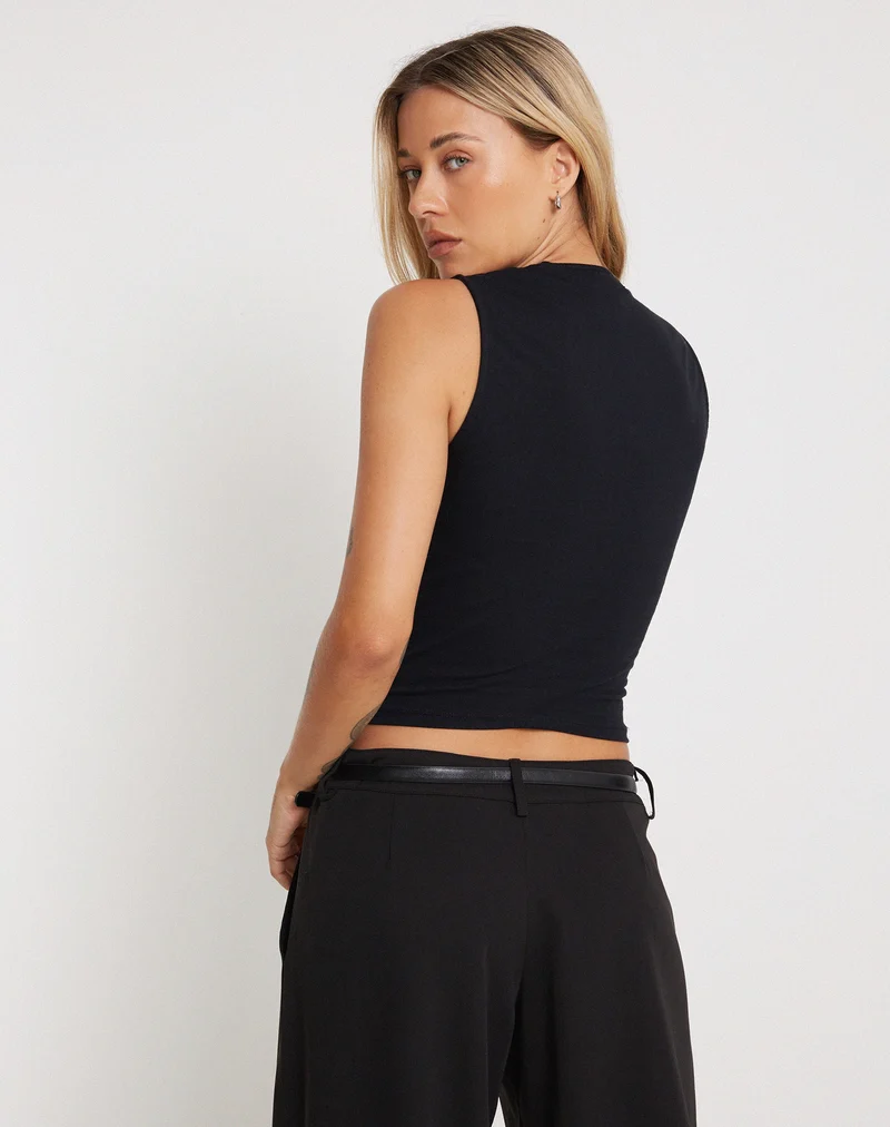 Jinsu Crop Top en lycra noir