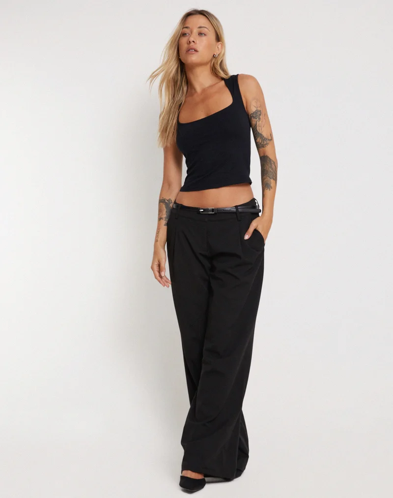 Jinsu Crop Top en lycra noir