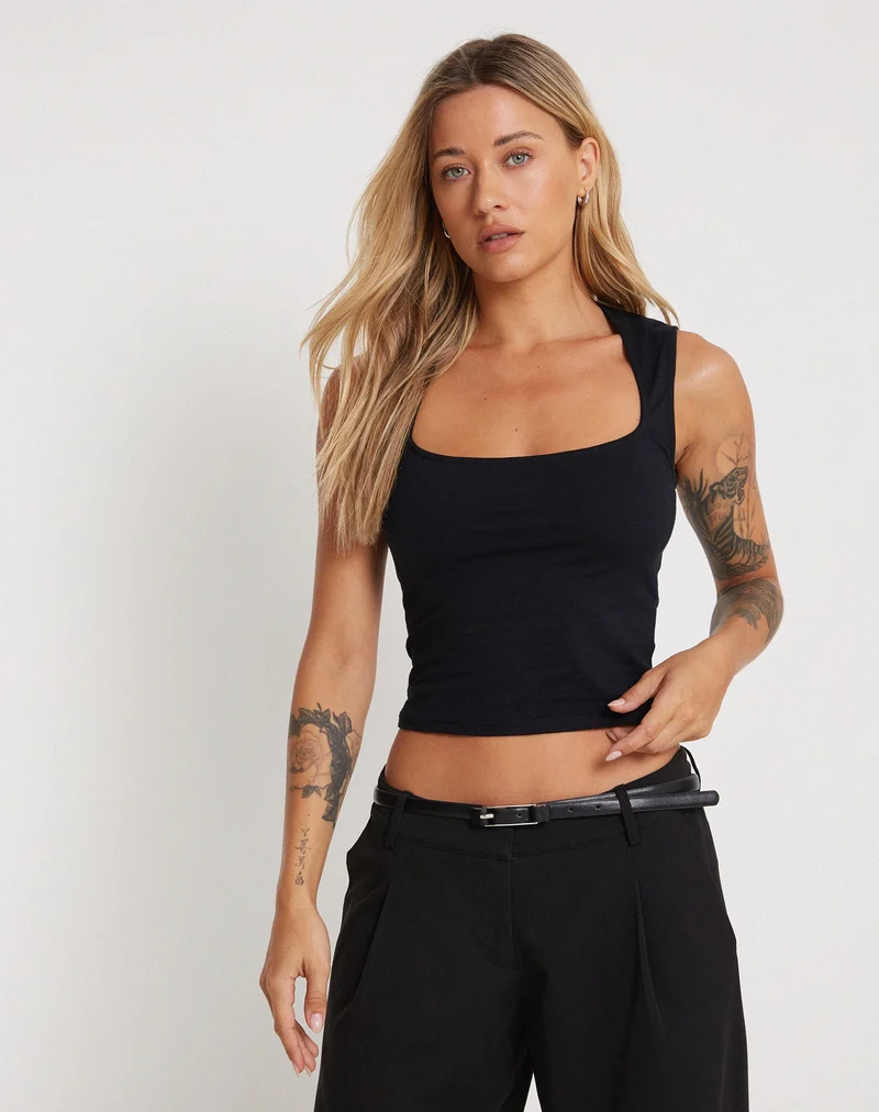Jinsu Crop Top en lycra noir