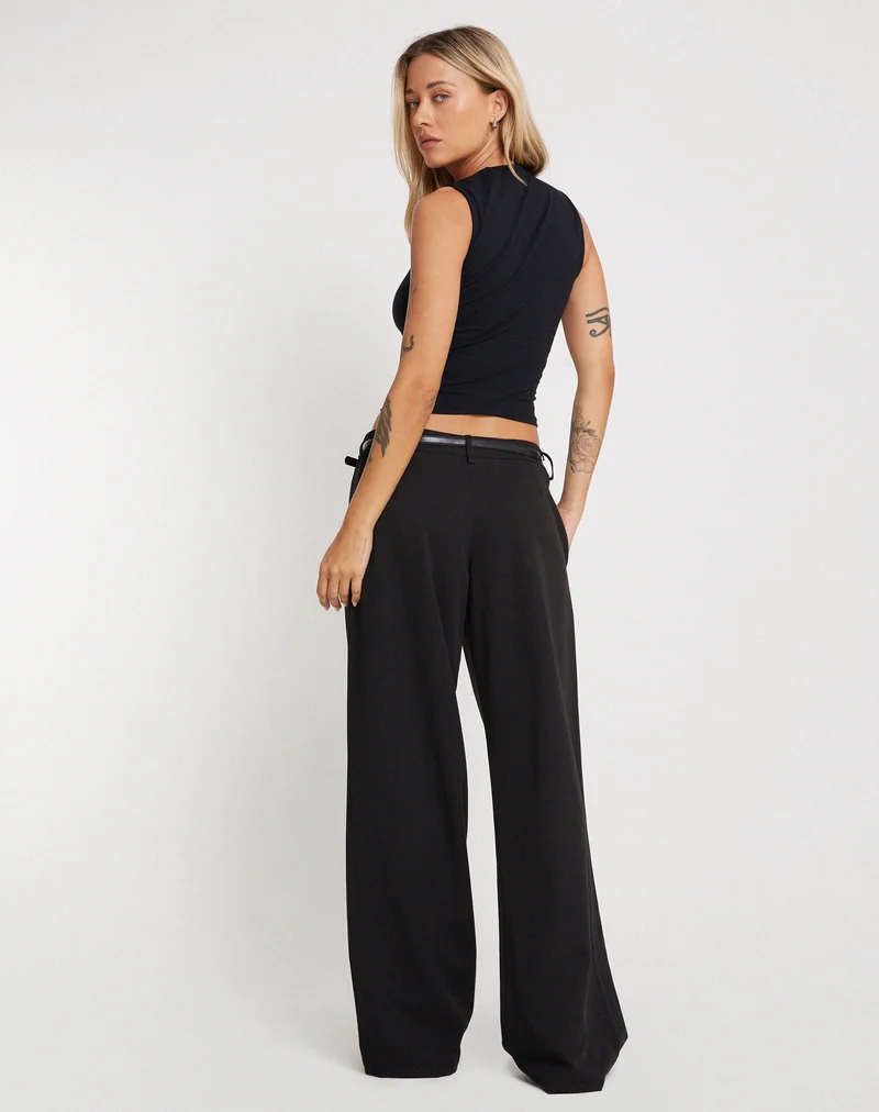 Jinsu Crop Top en lycra noir
