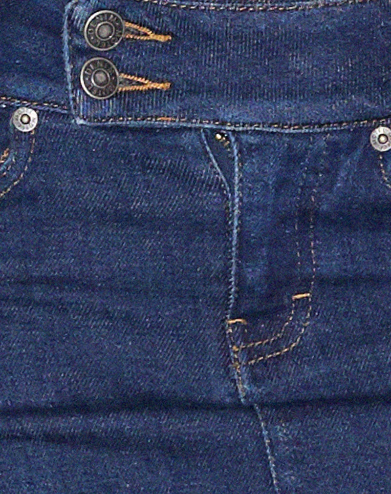 Minijupe en denim à taille basse, délavage vintage foncé