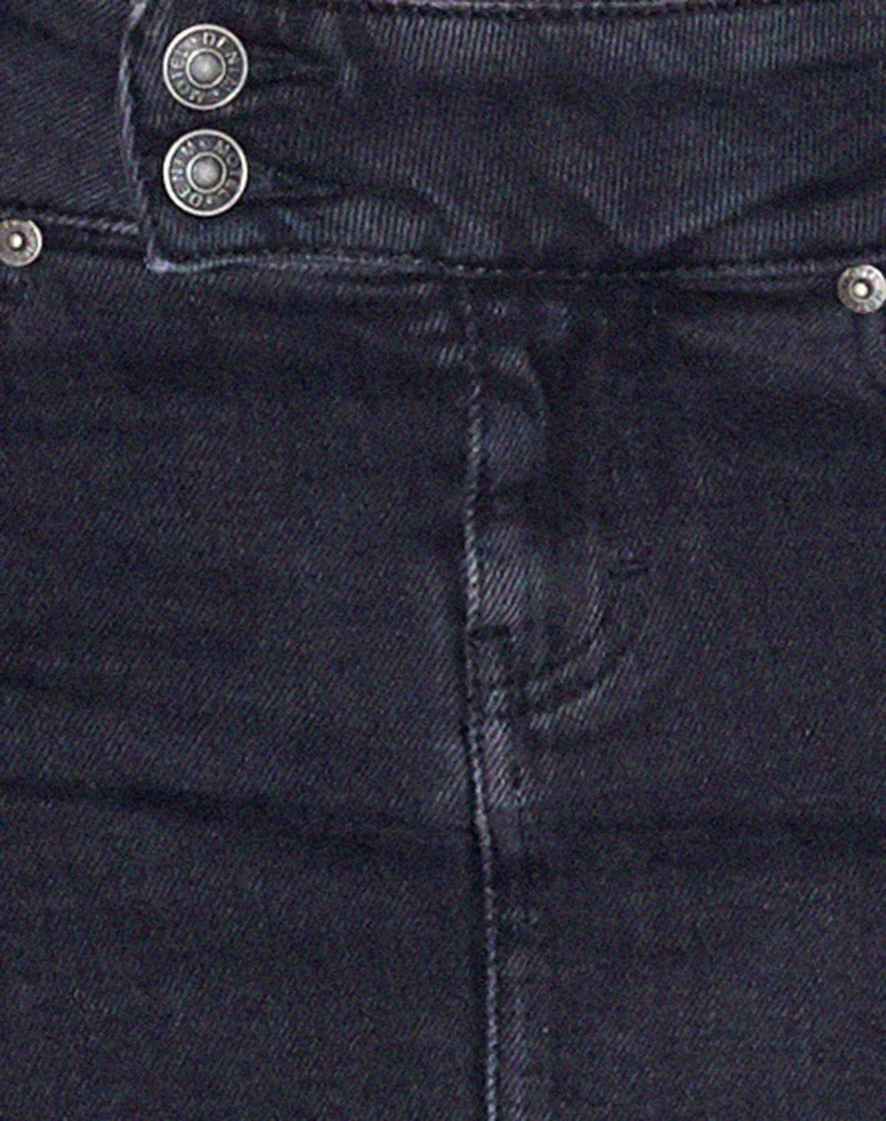 Mini-jupe en jean taille basse, délavage noir