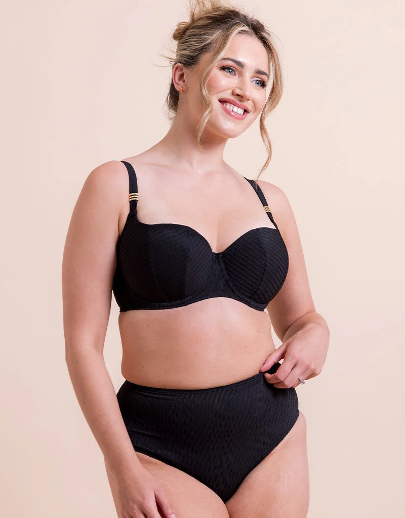 Curvy Kate Jet Set Padded Balcony Bikini Top Black