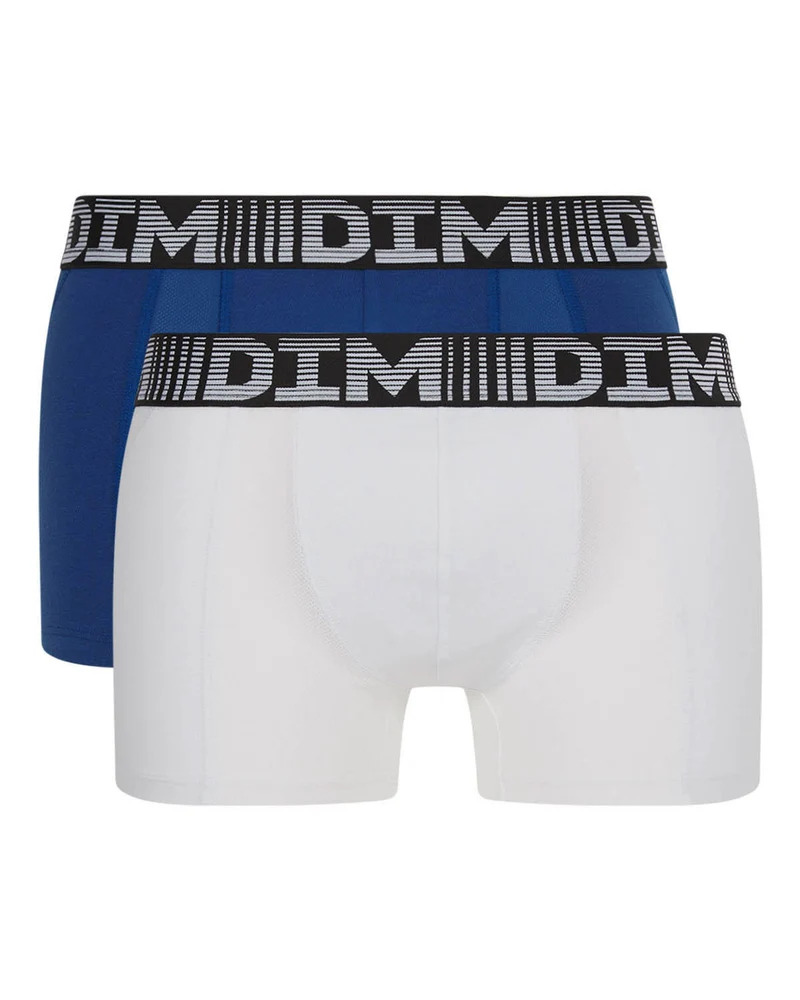 Lot de 2 boxers homme respirants Bleu Acier Blanc 3D Flex Air