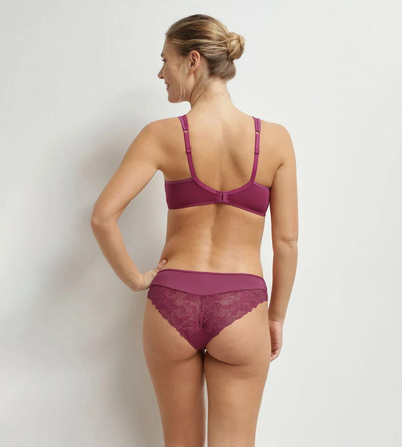 Culotte femme rouge en microfibre et dentelle Generous Essentiel