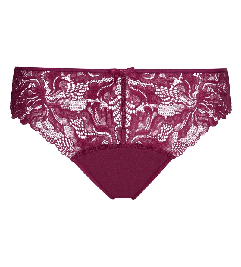 Culotte femme rouge en microfibre et dentelle Generous Essentiel