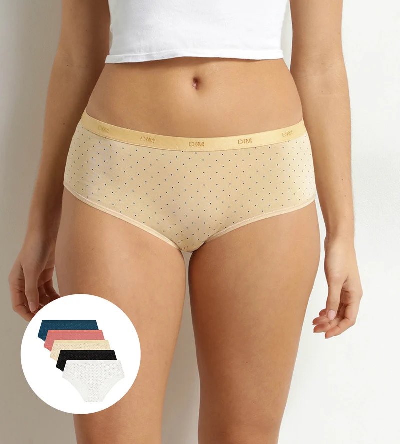 Lot de 5 boxers femme coton stretch à pois Les Pockets