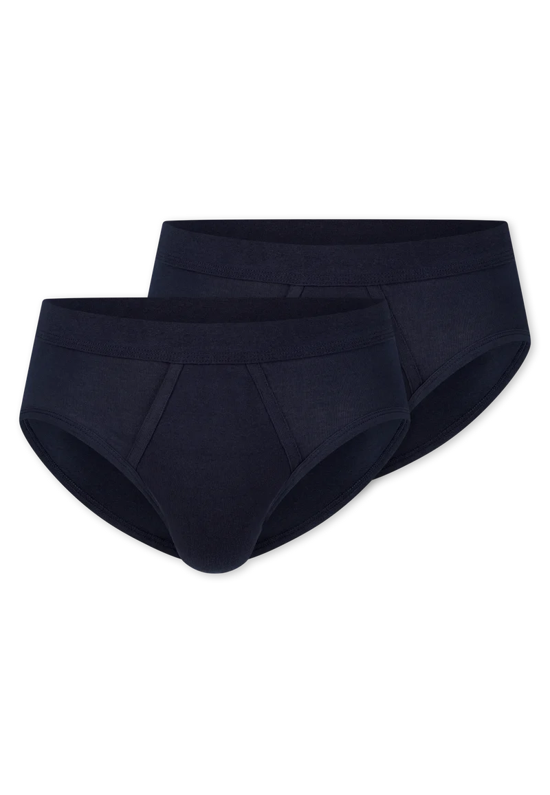 Slip Feinripp mit Eingriff 2er-Pack Dunkelblau - Essentials Feinripp