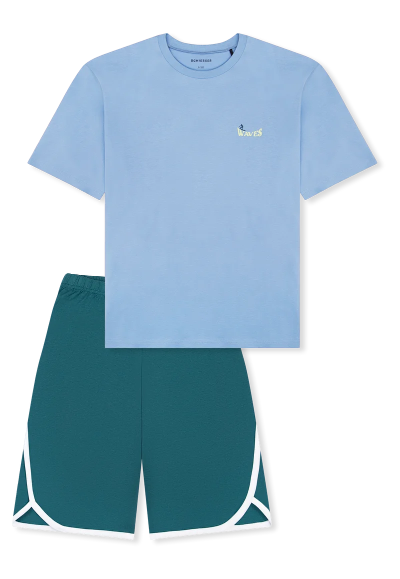 Schlafanzug kurz Blau/Grün - Teens Nightwear